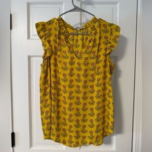 Ann Taylor LOFT Yellow Floral Blouse